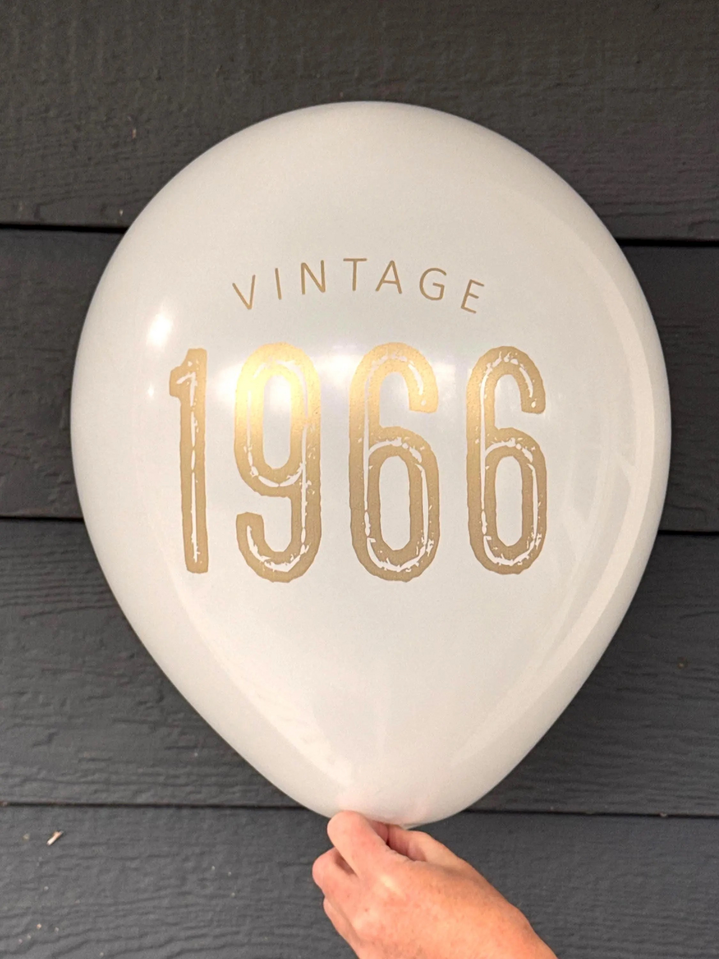60th Birthday Balloons – Vintage 1966 White with Gold Lettering