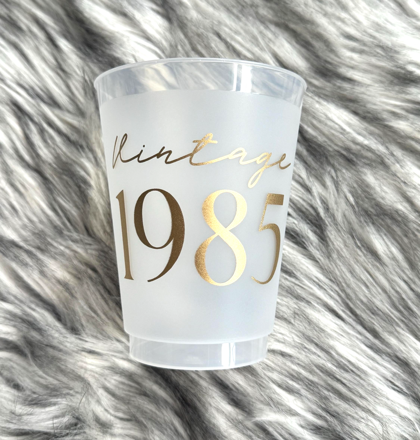 Frosted Vintage 1985 Cups, 40th Birthday 16 ounce Cups, Shatterproof, Set of 8