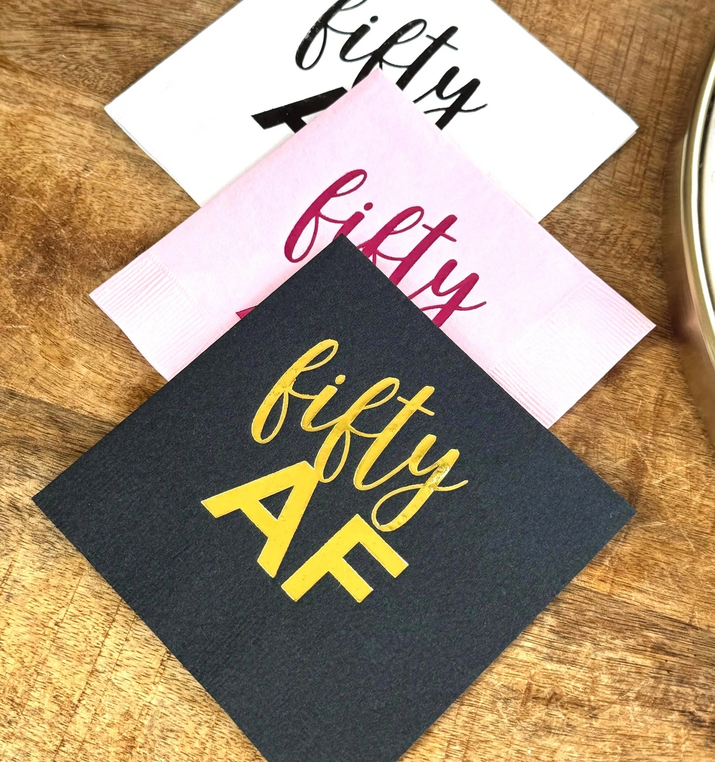 Fifty AF Cocktail Napkins – Fun and Stylish 50th Birthday Party Decor