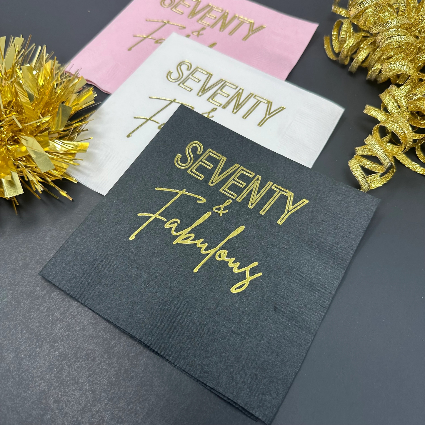 Seventy and Fabulous Cocktail Napkins – Elegant 70th Birthday Party Decor