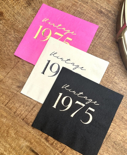 Vintage 1975 50th Birthday Napkins – Elegant & Nostalgic Party Decor