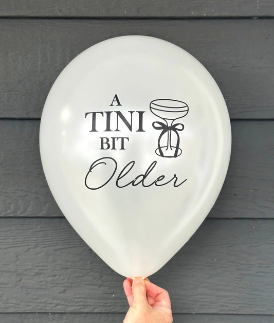 A Tini Bit Older Balloon – Martini-Themed Pearl White Party Decoration