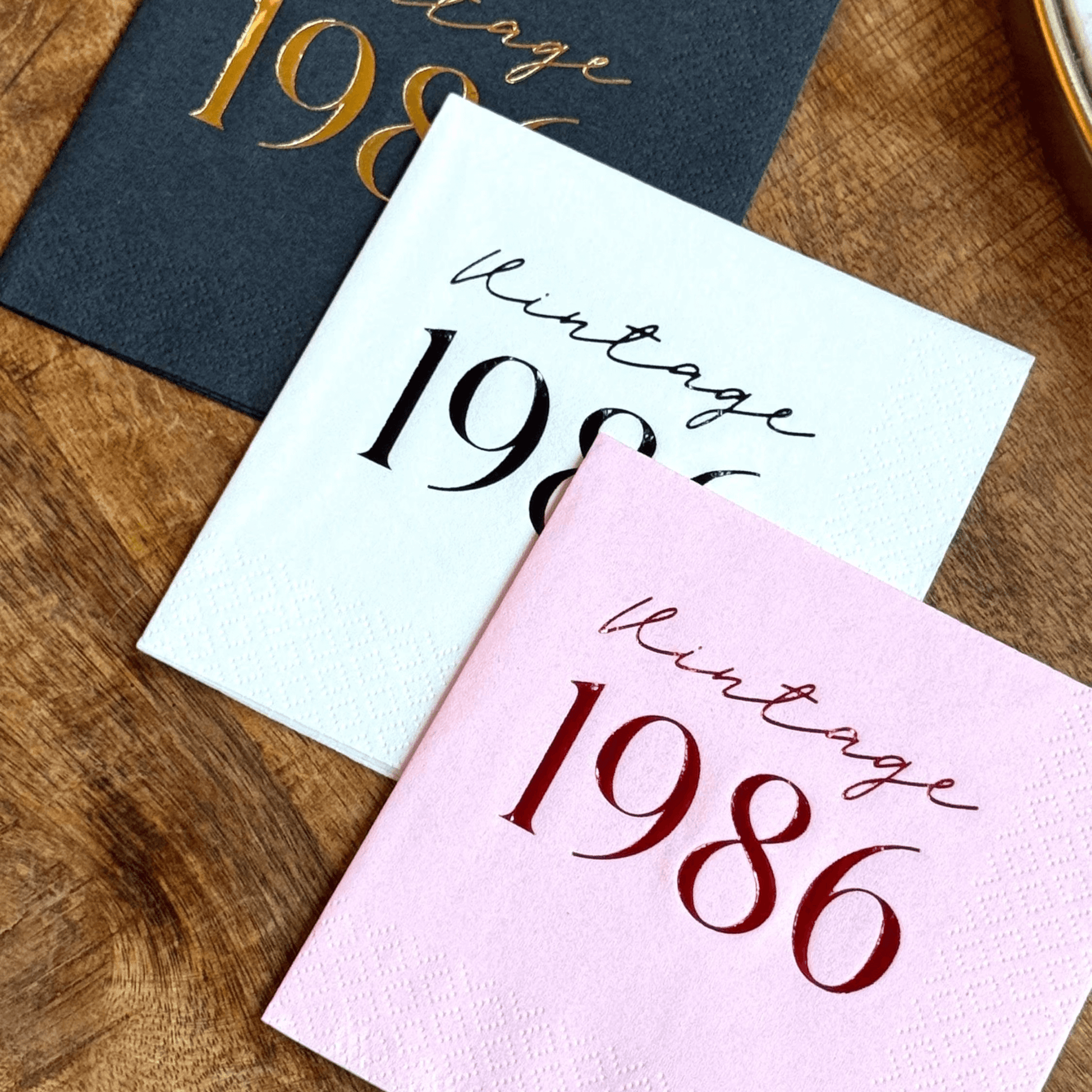 Vintage 1986 cocktail napkins for 40th birthday party