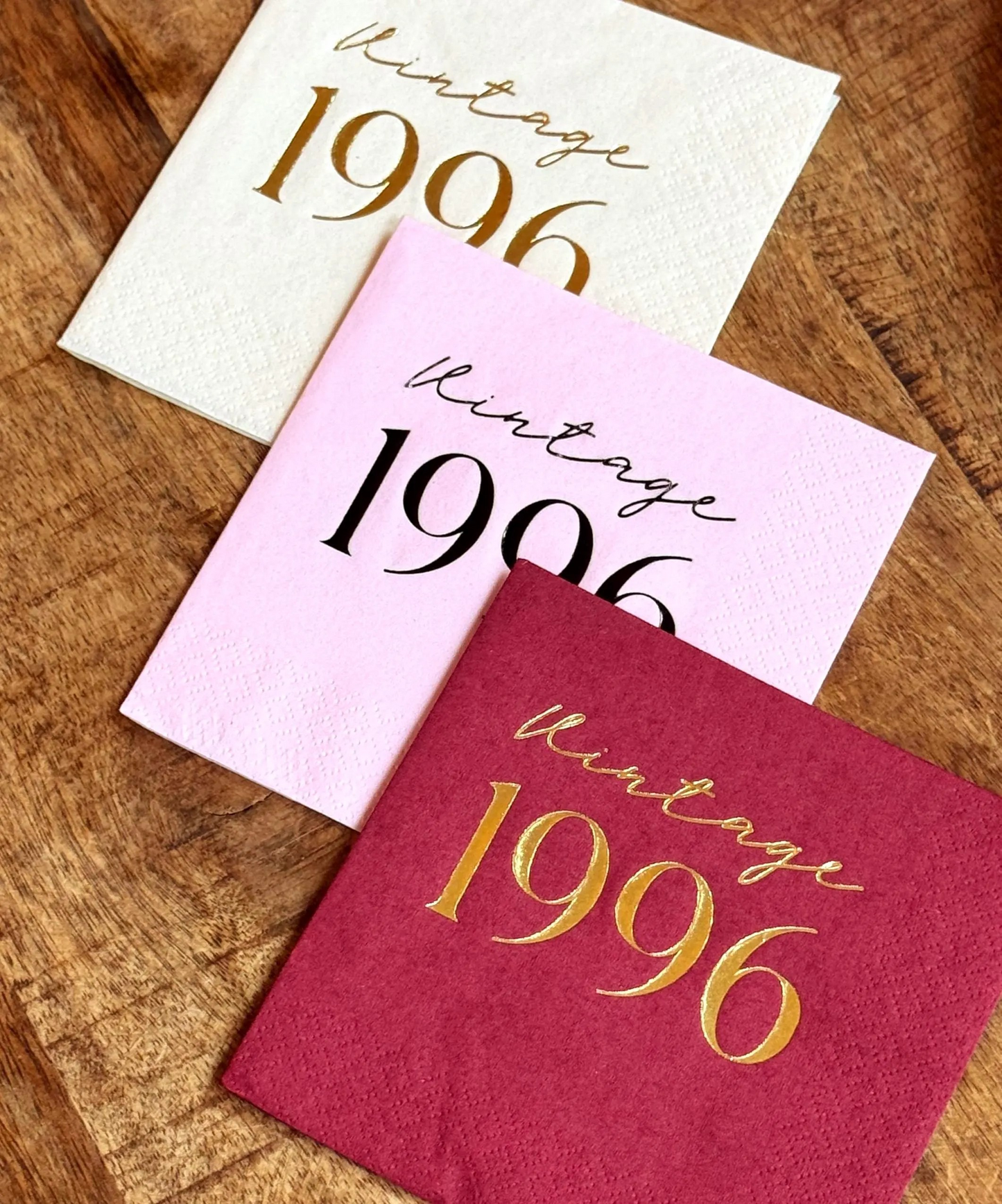 Vintage 1996 Napkins – Custom 30th Birthday Party Napkins with Foil Options | 3-Ply Set of 20