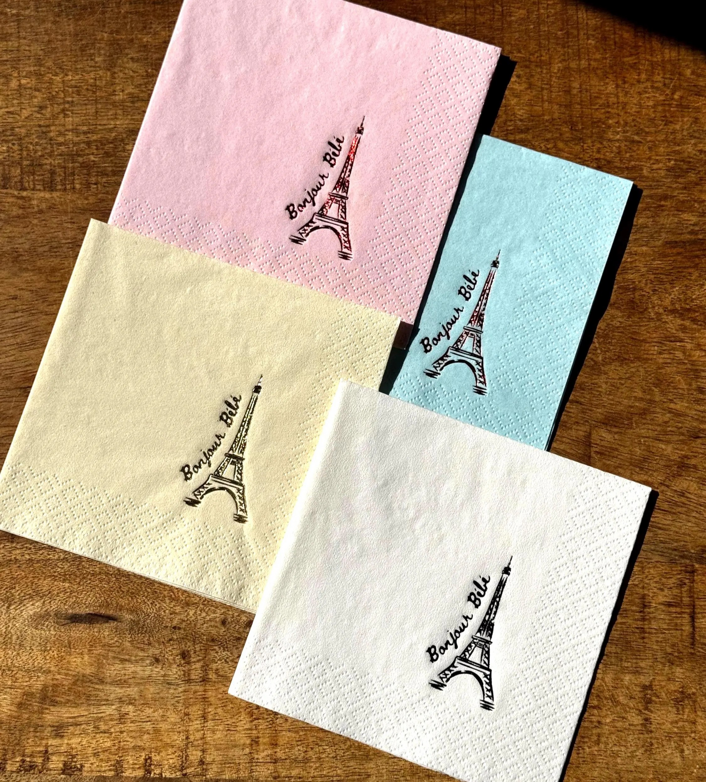French Baby Shower Napkins | Bonjour Bébé Paris Party Decor