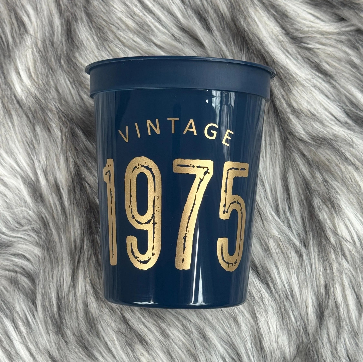 Vintage 1975 Cups, 50th Birthday Party Cups, 16 ounce Stadium Cups, Hot Pink, Black, White, Navy Set of 10