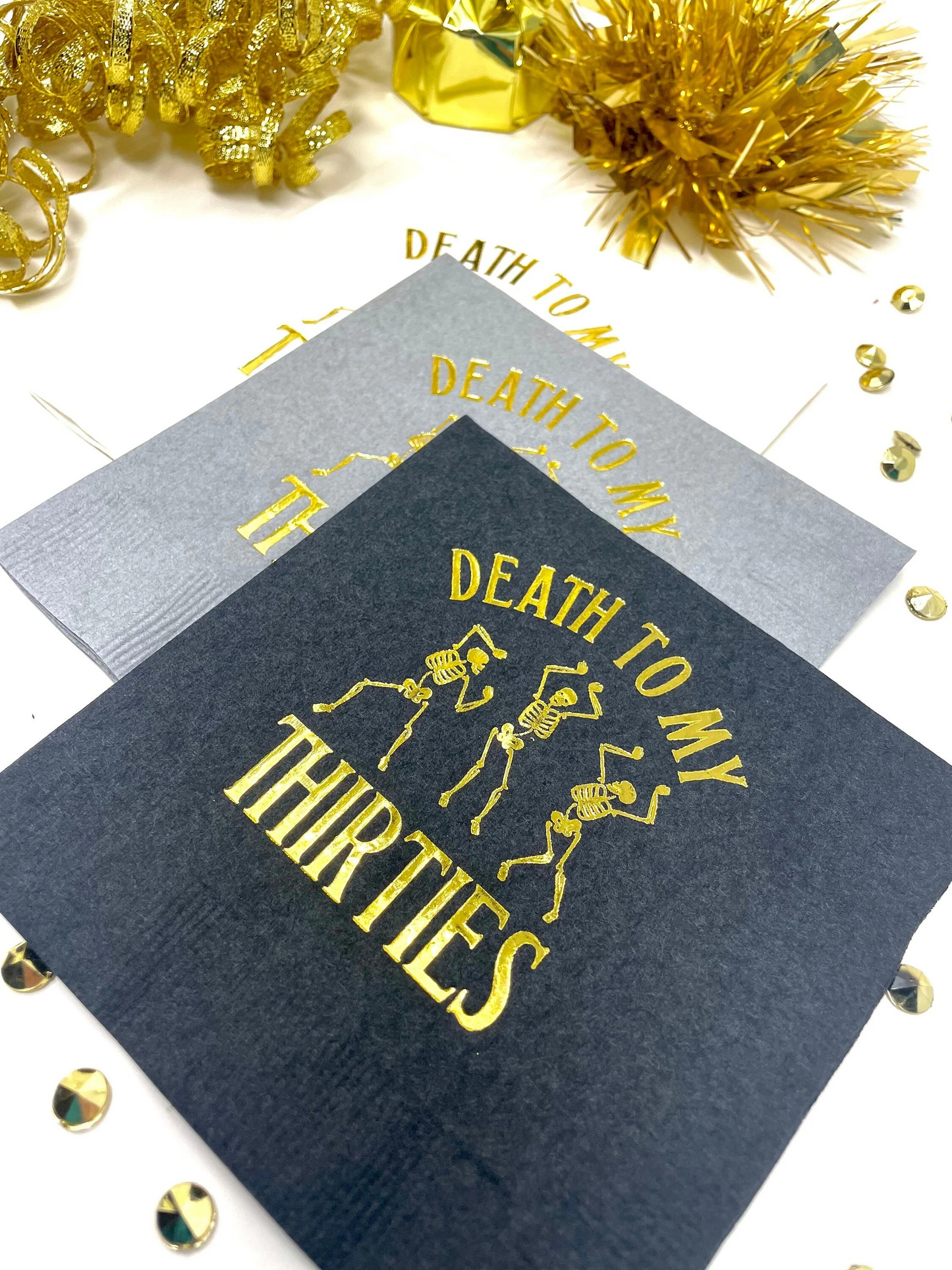 Death to My Thirties Cocktail Napkins – Edgy 40th Birthday Party Decor