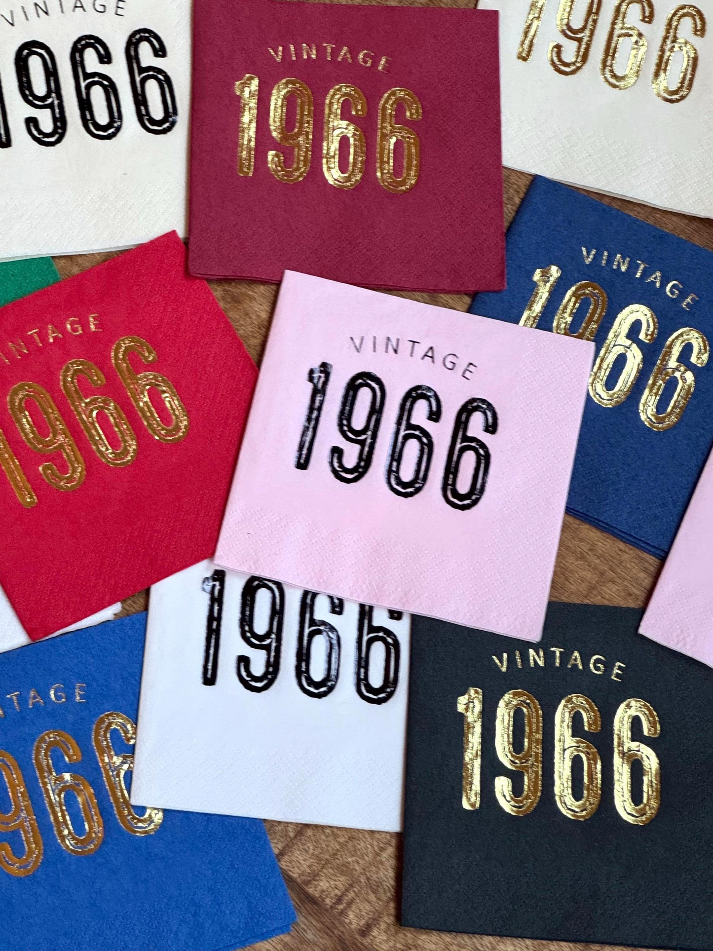 Vintage 1966 Cocktail Napkins – 60th Birthday Custom Foil Napkins | Set of 20