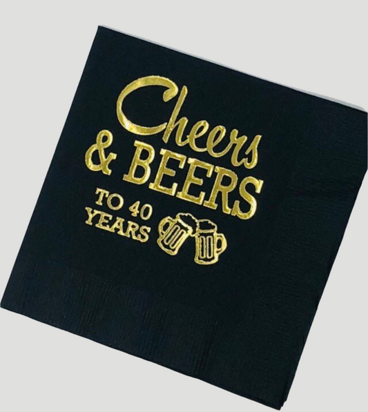 Cheers and Beers to 40 Years Cocktail Napkins – Perfect for a 40th Birthday Decorations