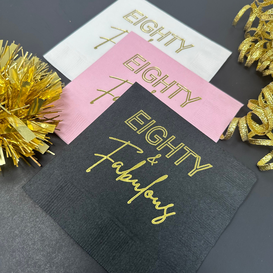 Eighty and Fabulous Cocktail Napkins - Perfect for 80th Birthday Celebrations